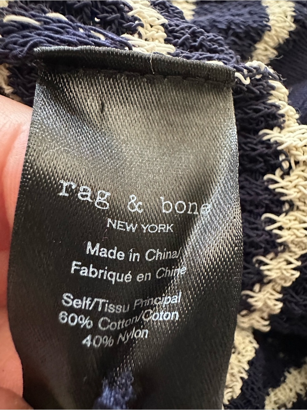 rag & bone Navy and White Striped Gold-Button Cardigan, size medium - Picture 12 of 14